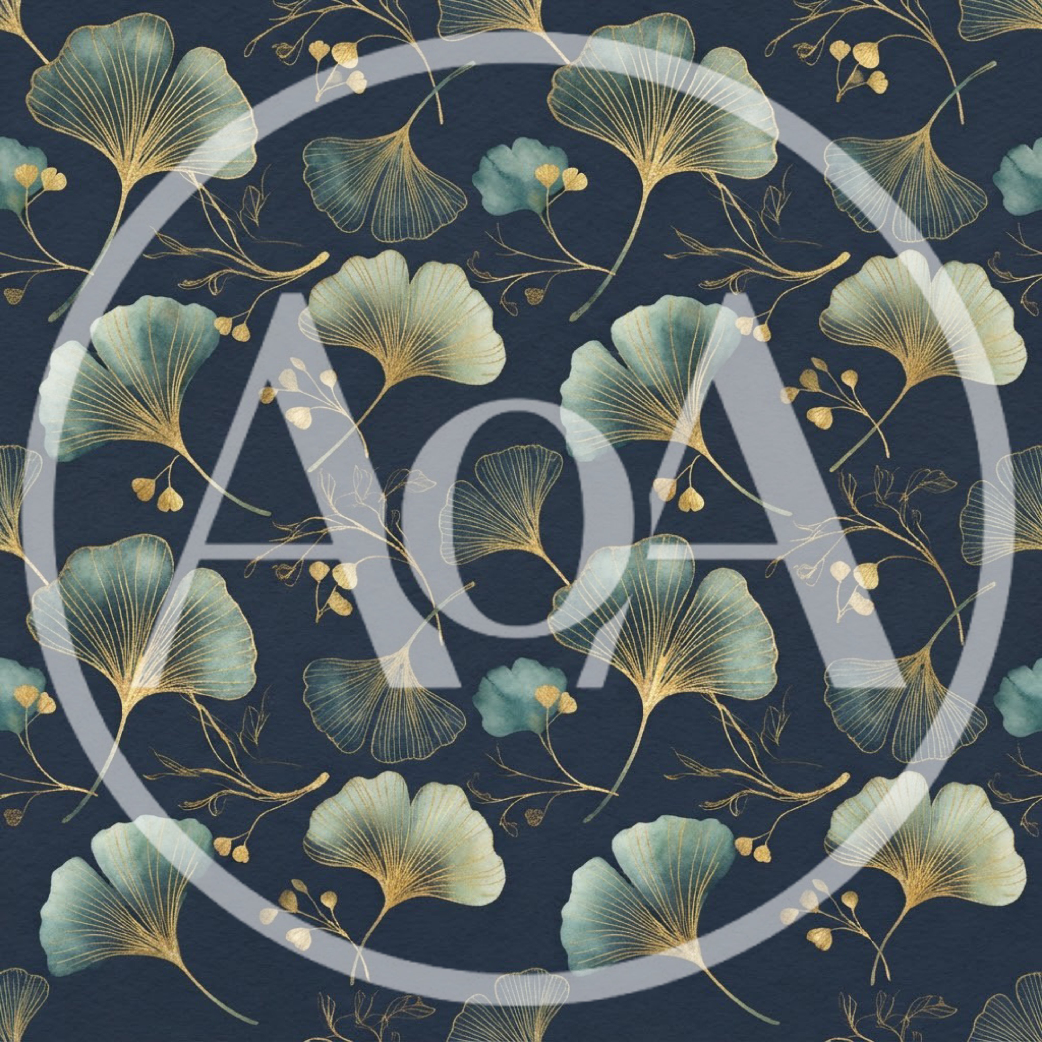 Seamless Pattern With Golden Ginkgo Biloba Leaves