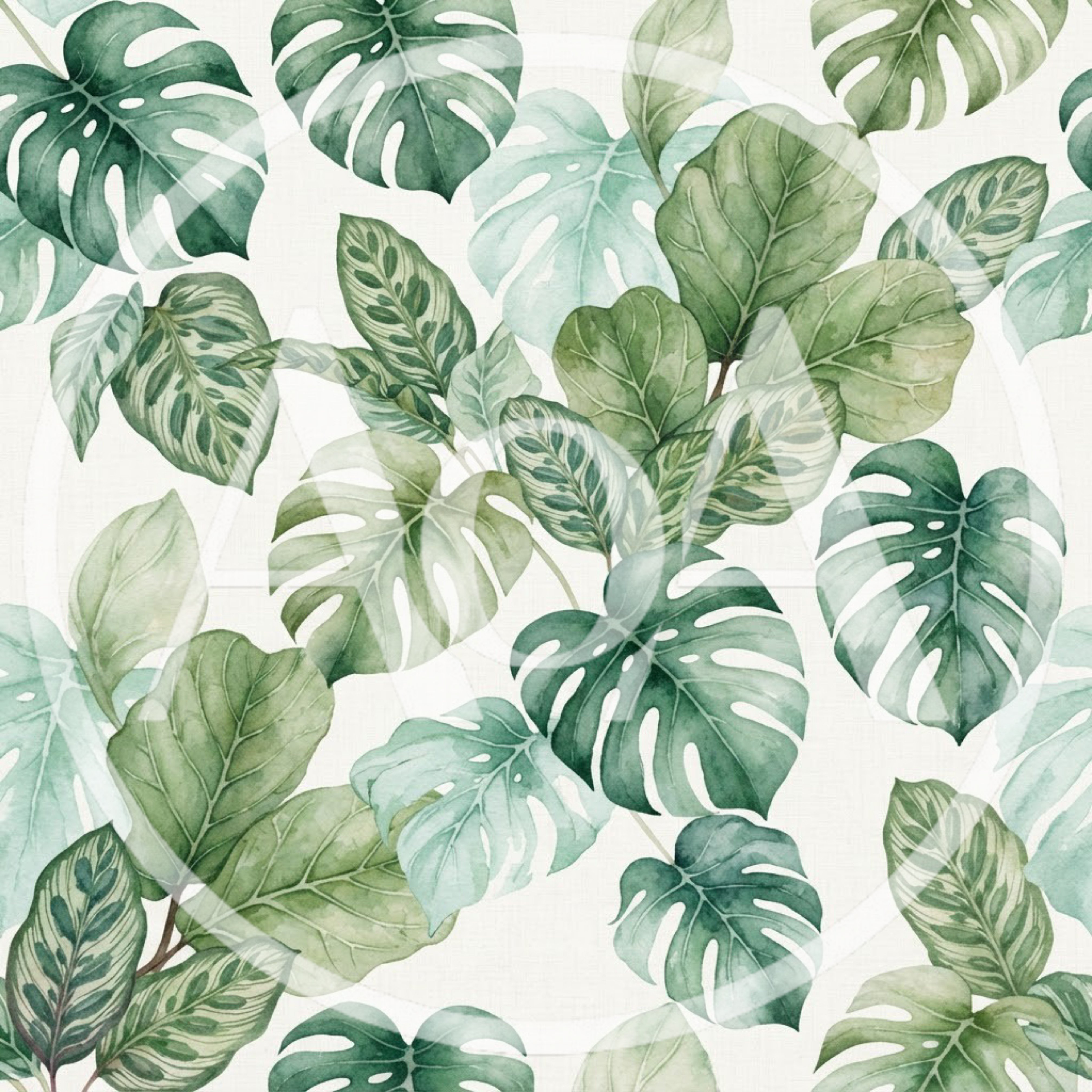 Watercolor Tropical Monstera And Calathea Leaf Pattern