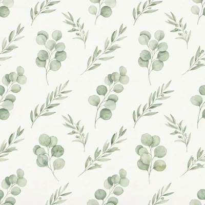Watercolor Eucalyptus Leaves Seamless Pattern