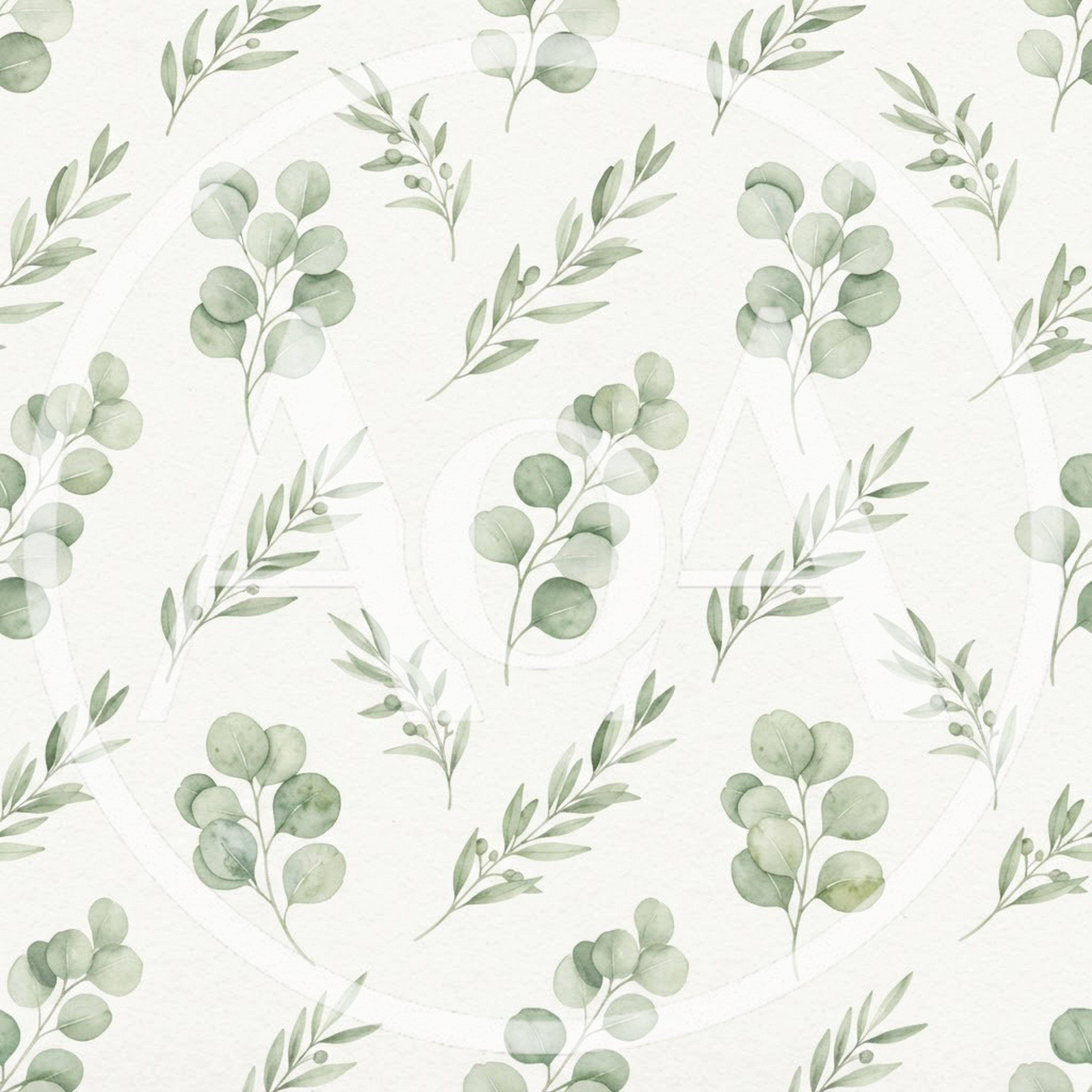Watercolor Eucalyptus Leaves Seamless Pattern