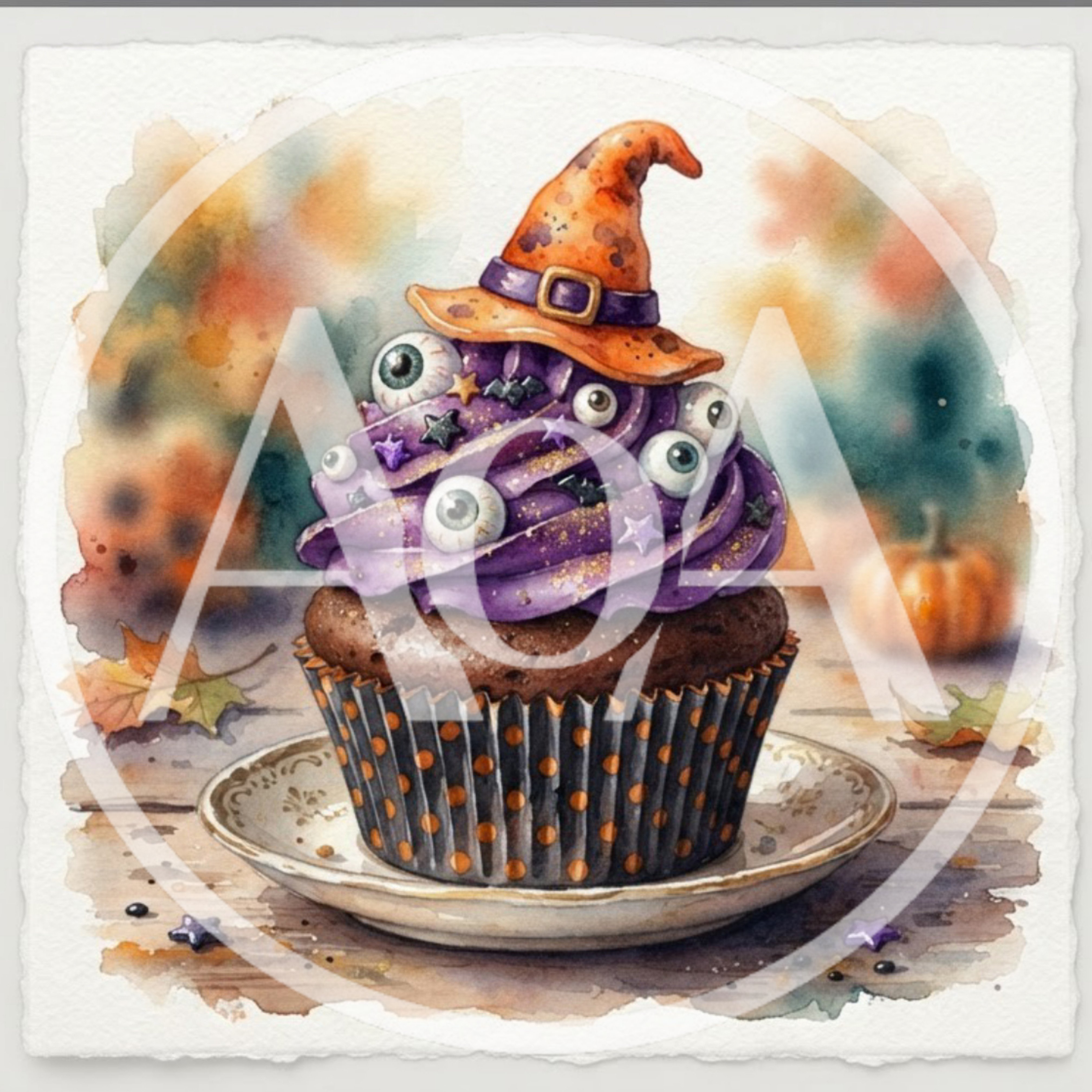 Halloween Cupcake With Witch Hat And Eyeballs