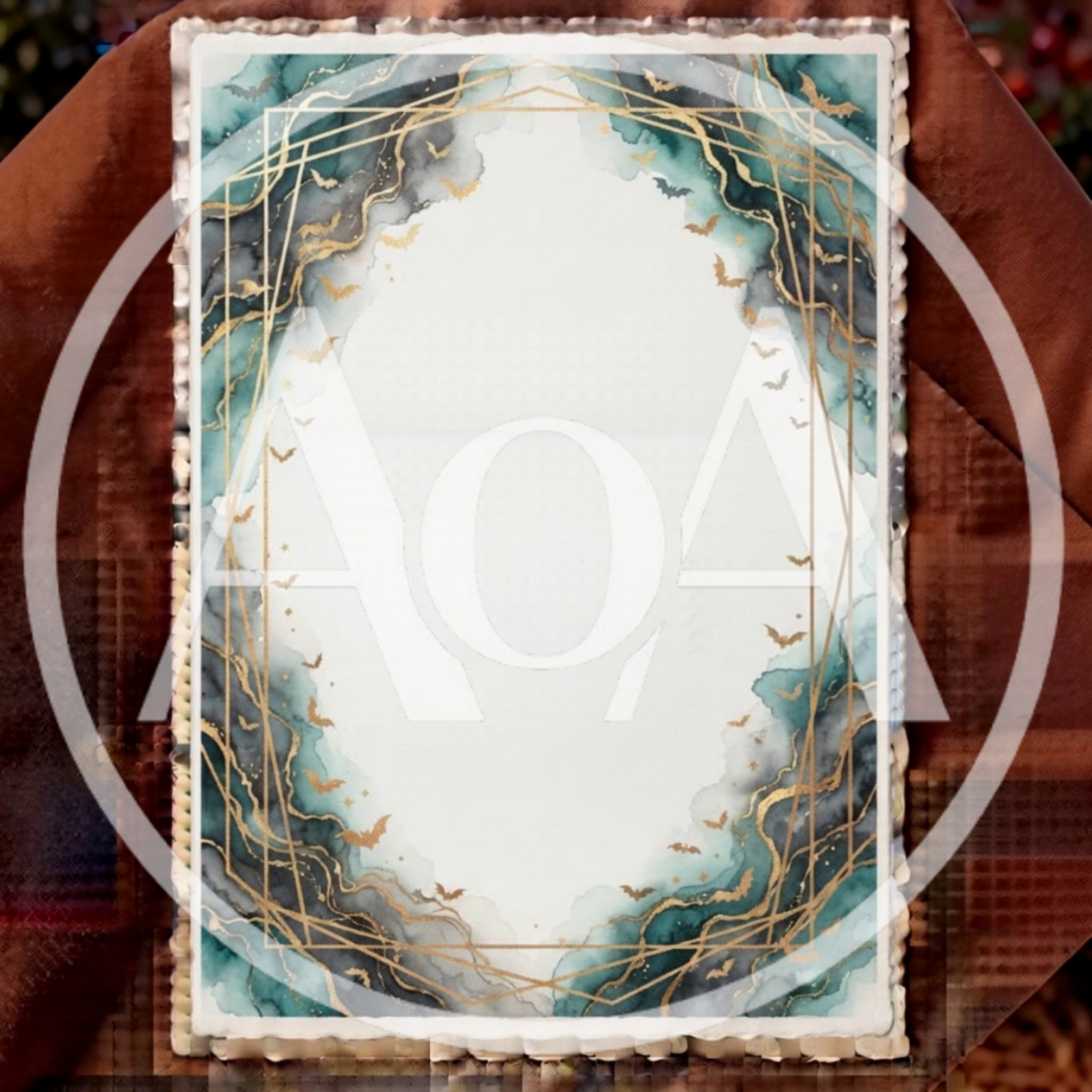 Elegant Halloween Invitation Card With Gold Geometric Frame