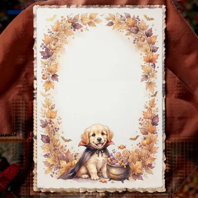Cute Golden Retriever Puppy Dressed as a Vampire