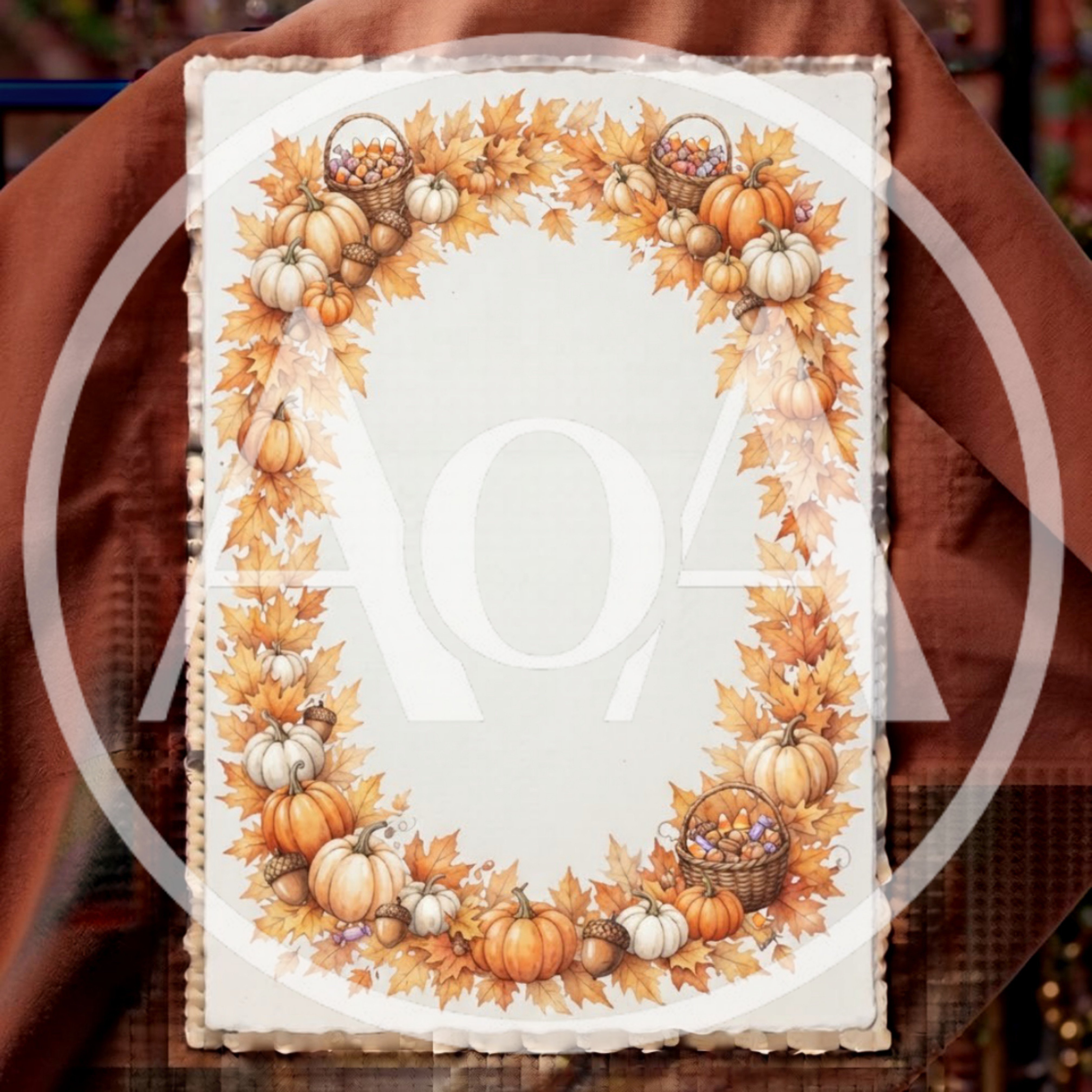 Autumnal Pumpkin And Maple Leaf Decorative Border