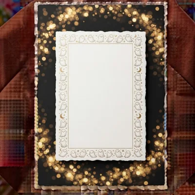 Ghost Themed Decorative Border Frame With Bokeh Background