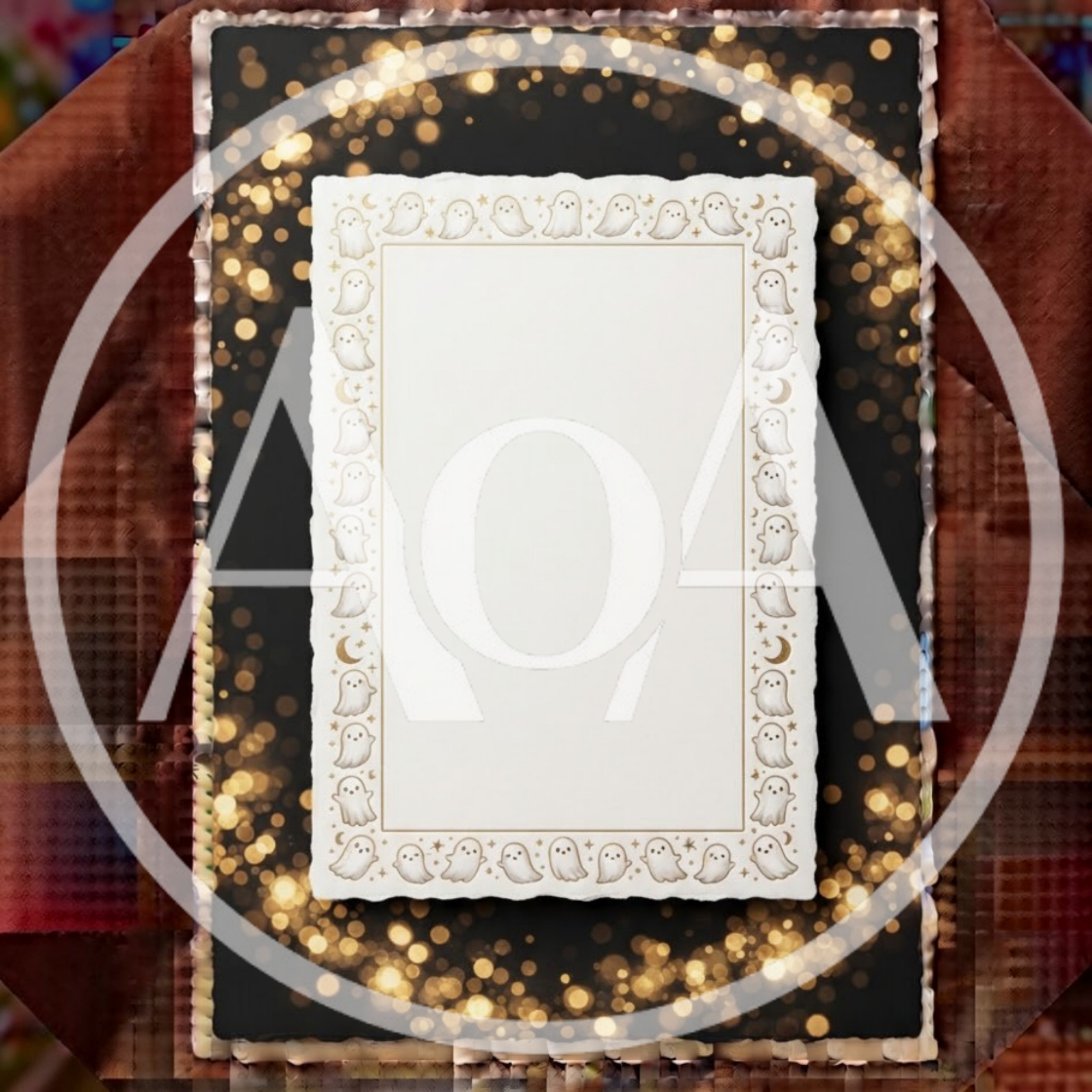 Ghost Themed Decorative Border Frame With Bokeh Background