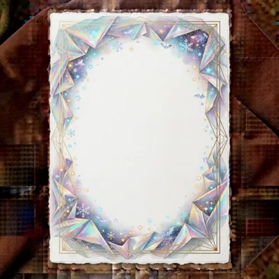 Iridescent Crystal Frame With Celestial And Winter Elements