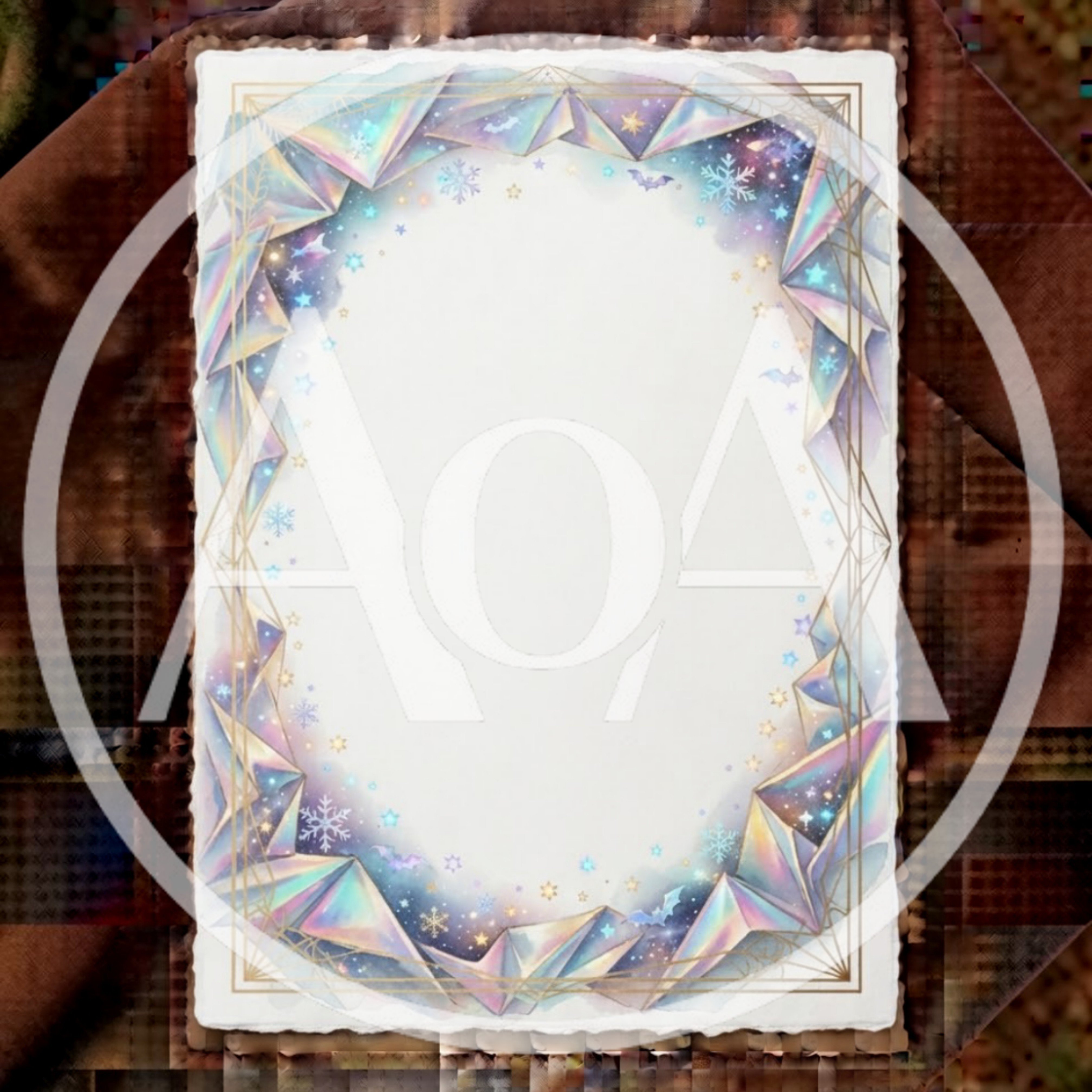 Iridescent Crystal Frame With Celestial And Winter Elements