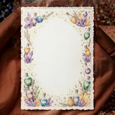 Magical Potion Bottle and Crystal Border Stationery