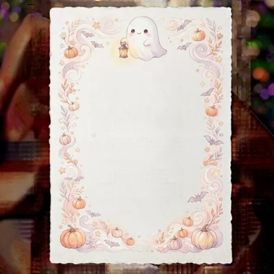 Cute Halloween Stationery Paper With Ghost And Pumpkins