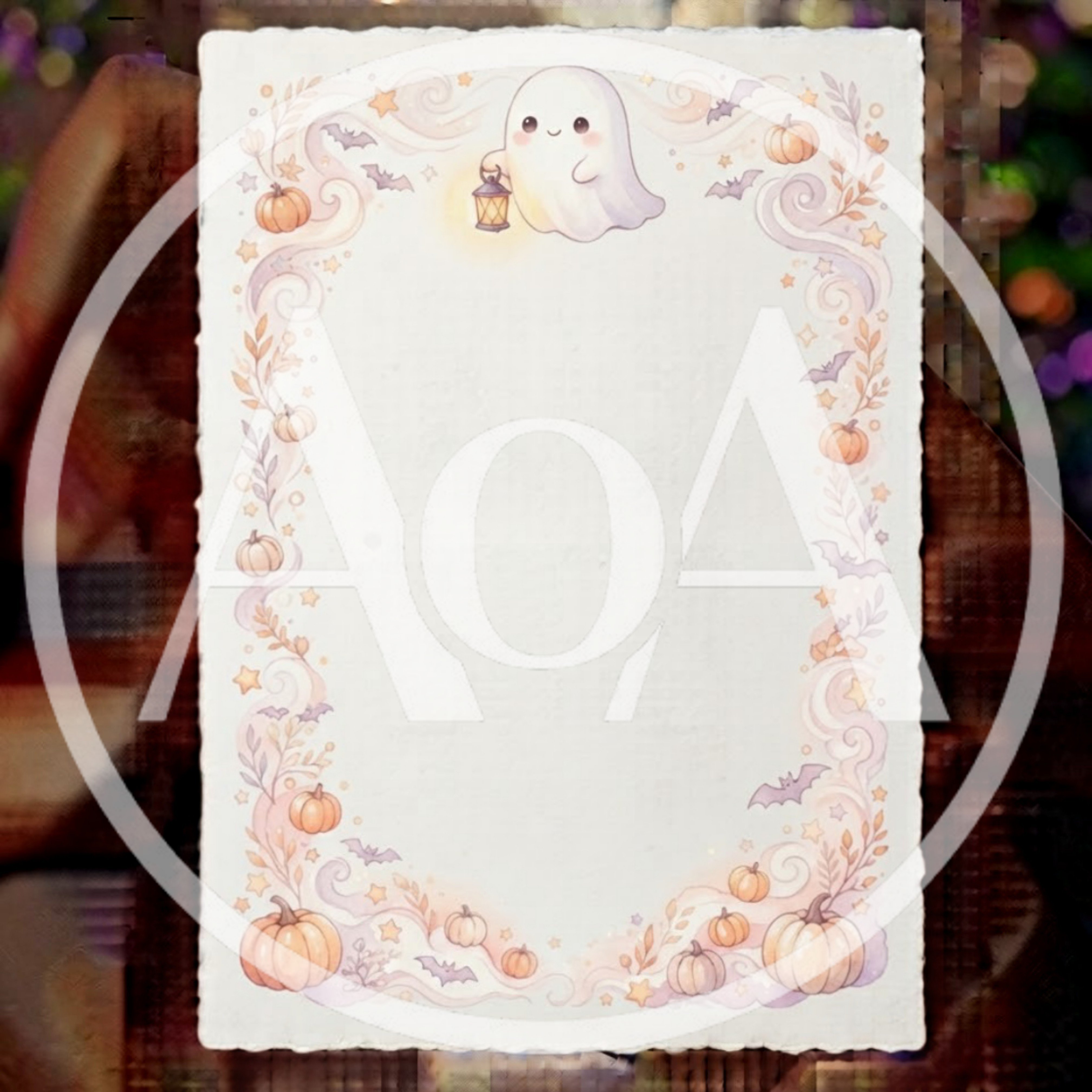 Cute Halloween Stationery Paper With Ghost And Pumpkins