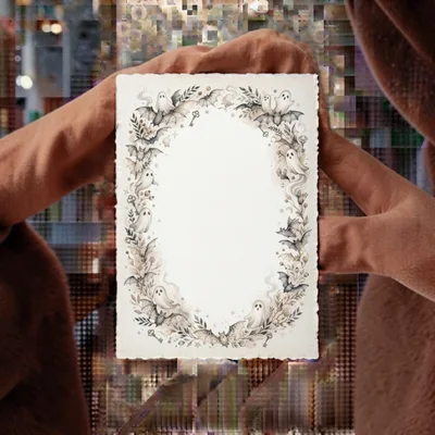 Hands Holding A Halloween Themed Decorative Paper Frame