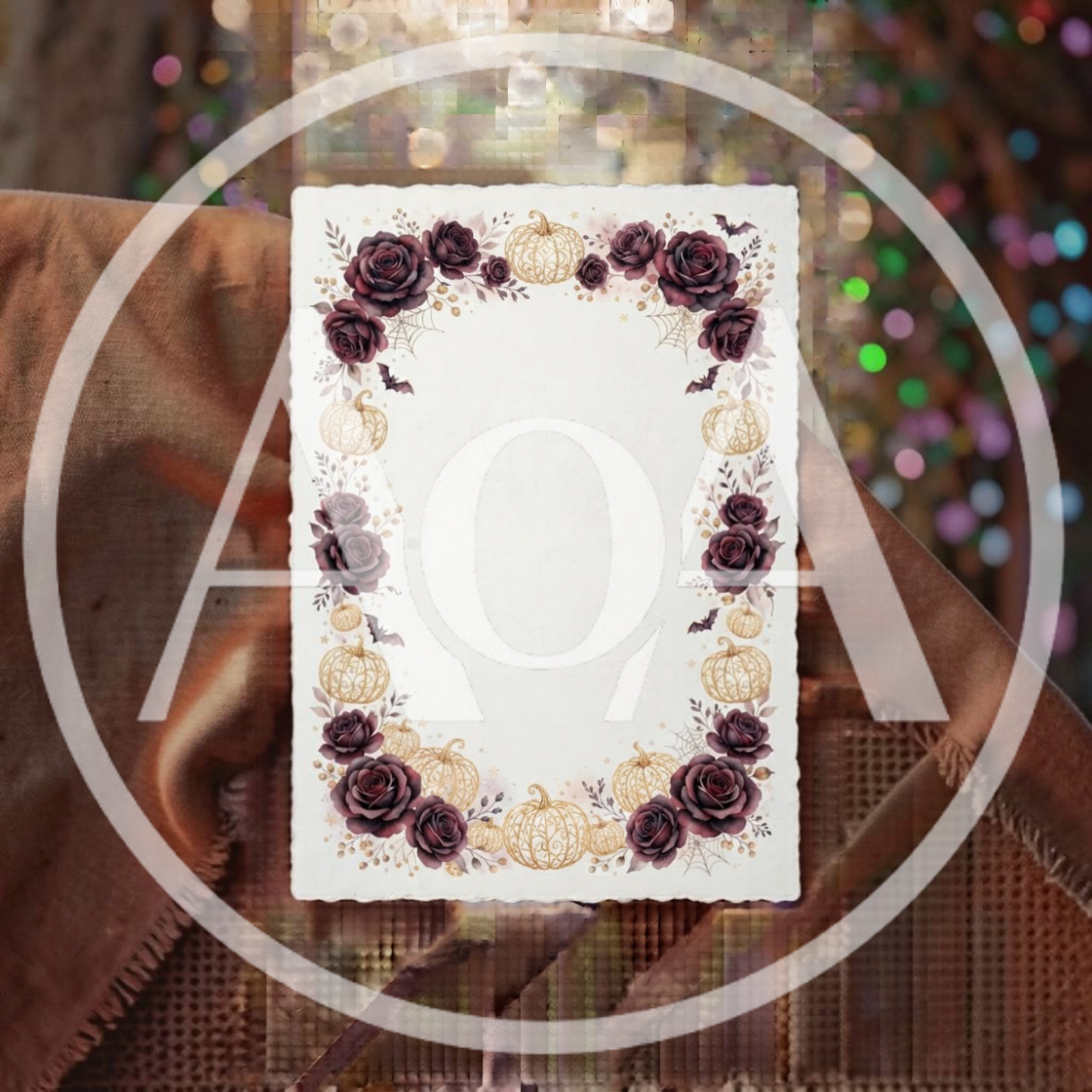 Halloween Themed Floral Border Invitation Card