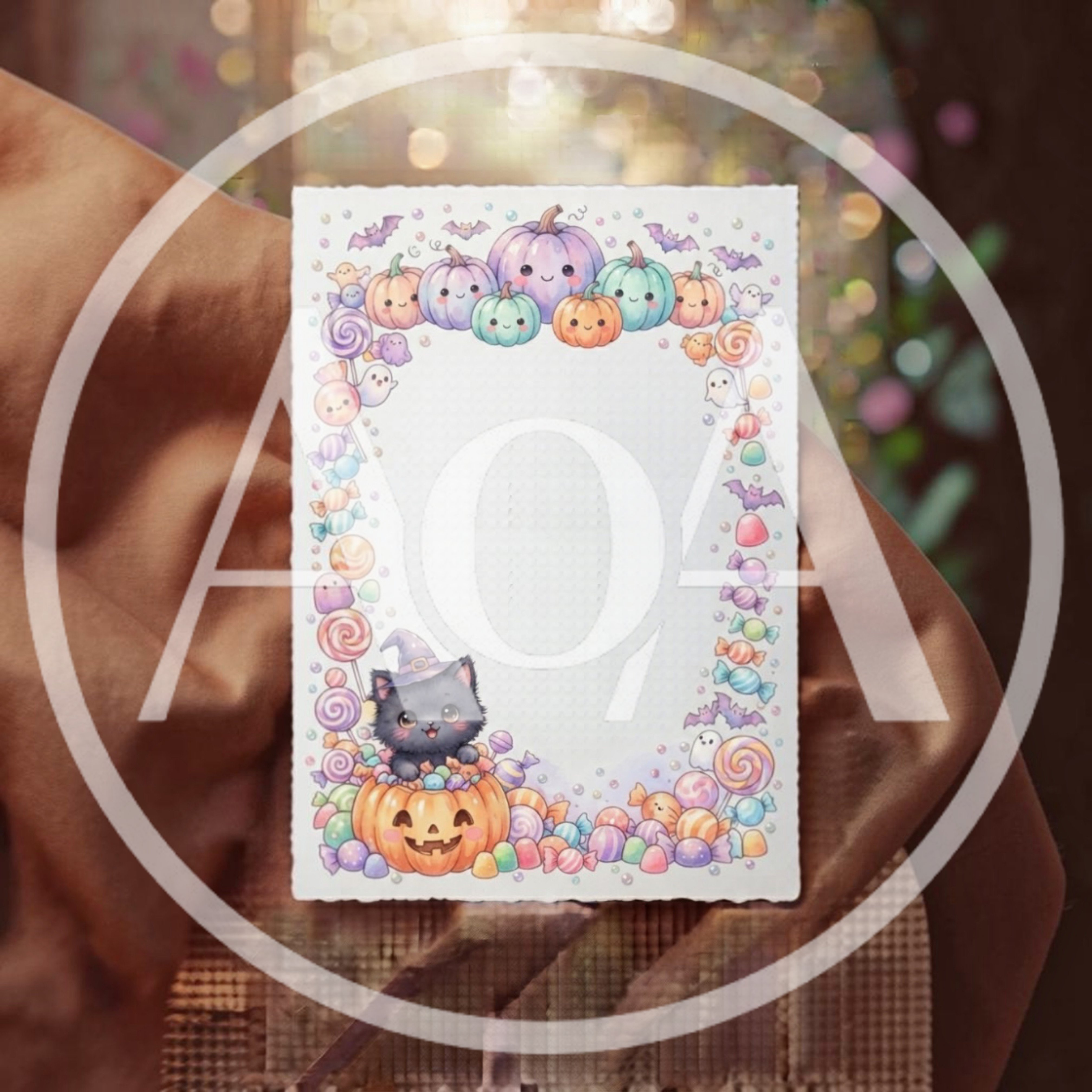 Cute Halloween Stationery With Black Cat And Pumpkins