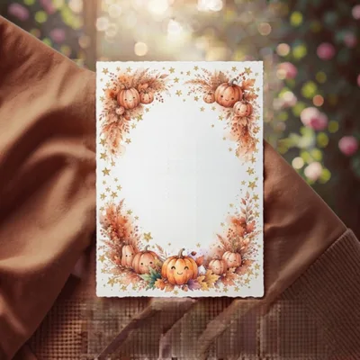 Autumn Pumpkin Border Stationery Card