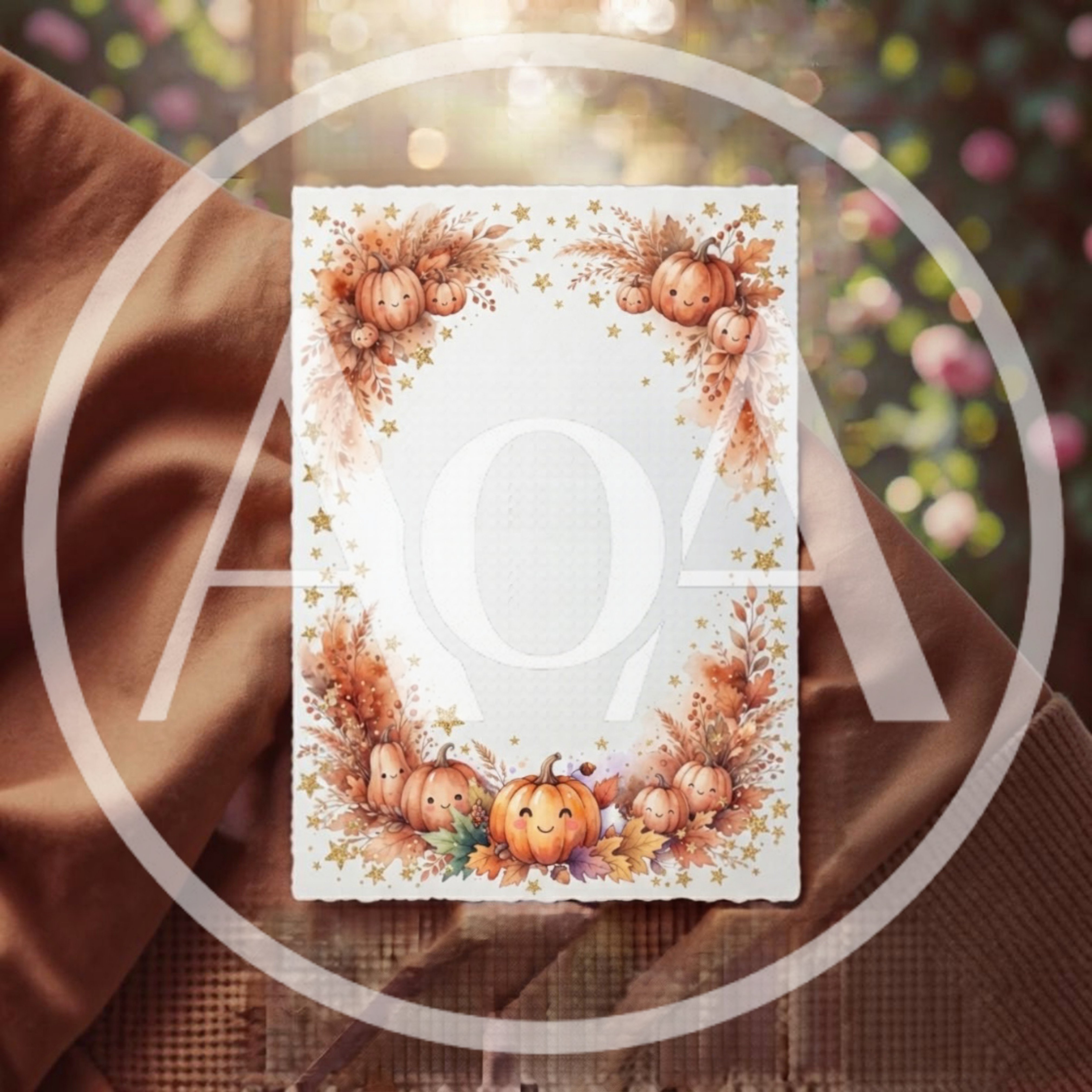 Autumn Pumpkin Border Stationery Card