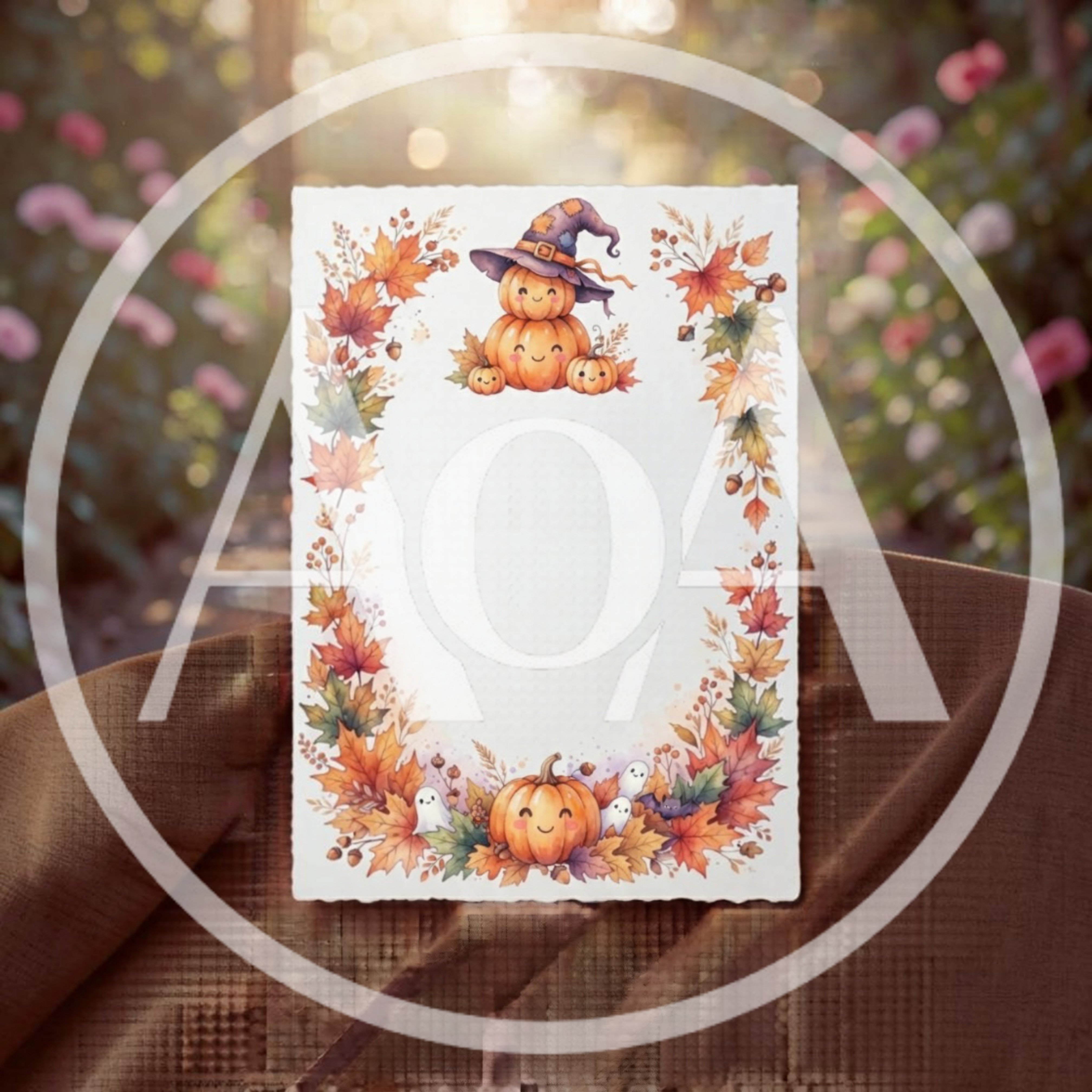 Autumn Stationery With Cute Pumpkins And Fall Leaves