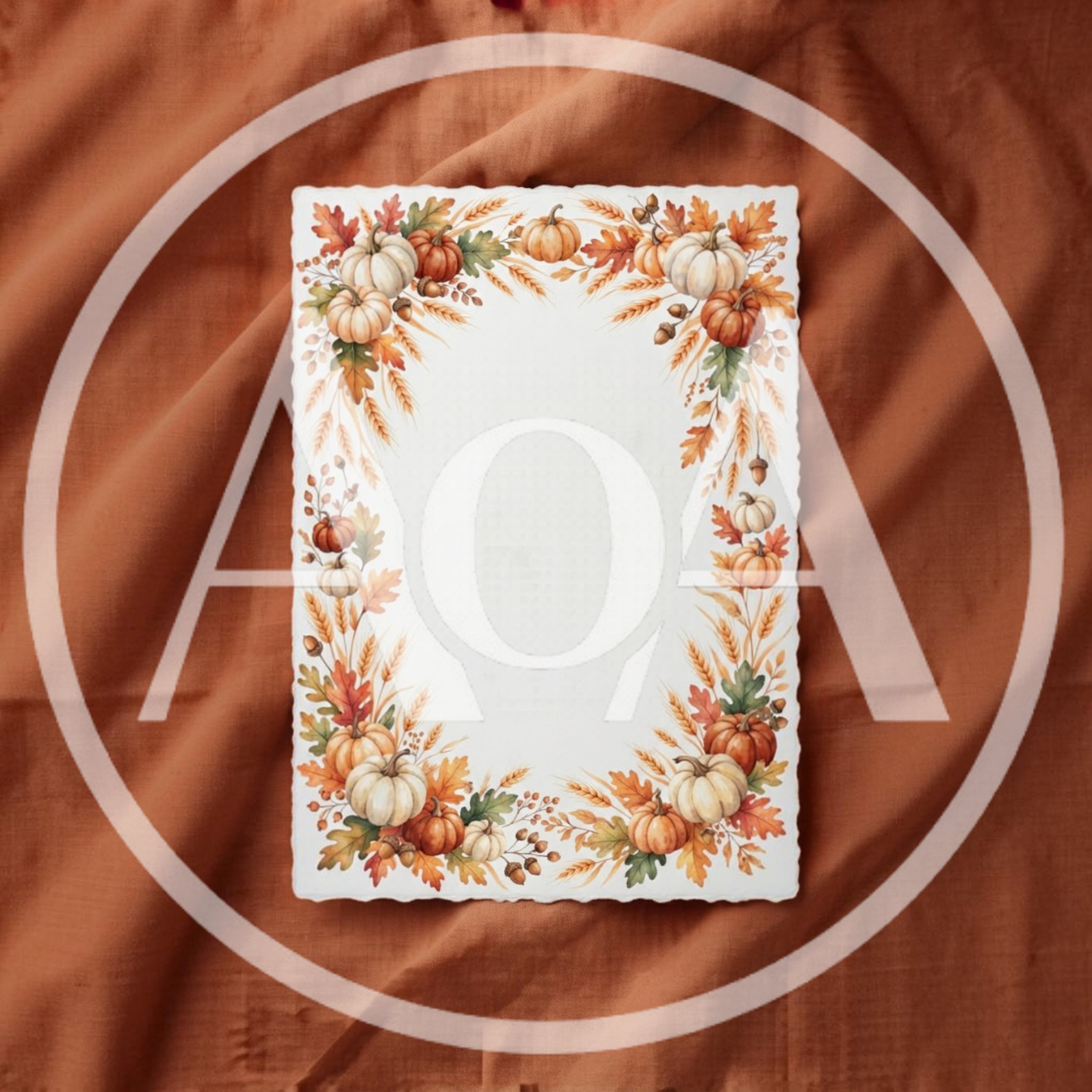 Autumnal Pumpkin and Foliage Border Stationery