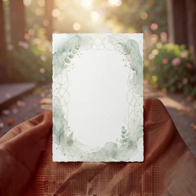 Hand Holding Blank Decorative Wedding Invitation Card