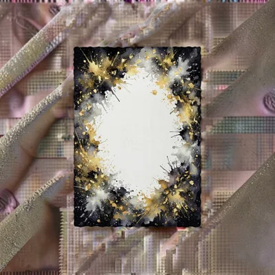 Abstract Watercolor Frame With Gold Splatter Texture