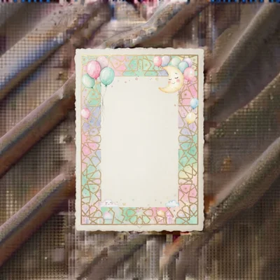 Pastel Moon And Balloon Decorative Border Frame