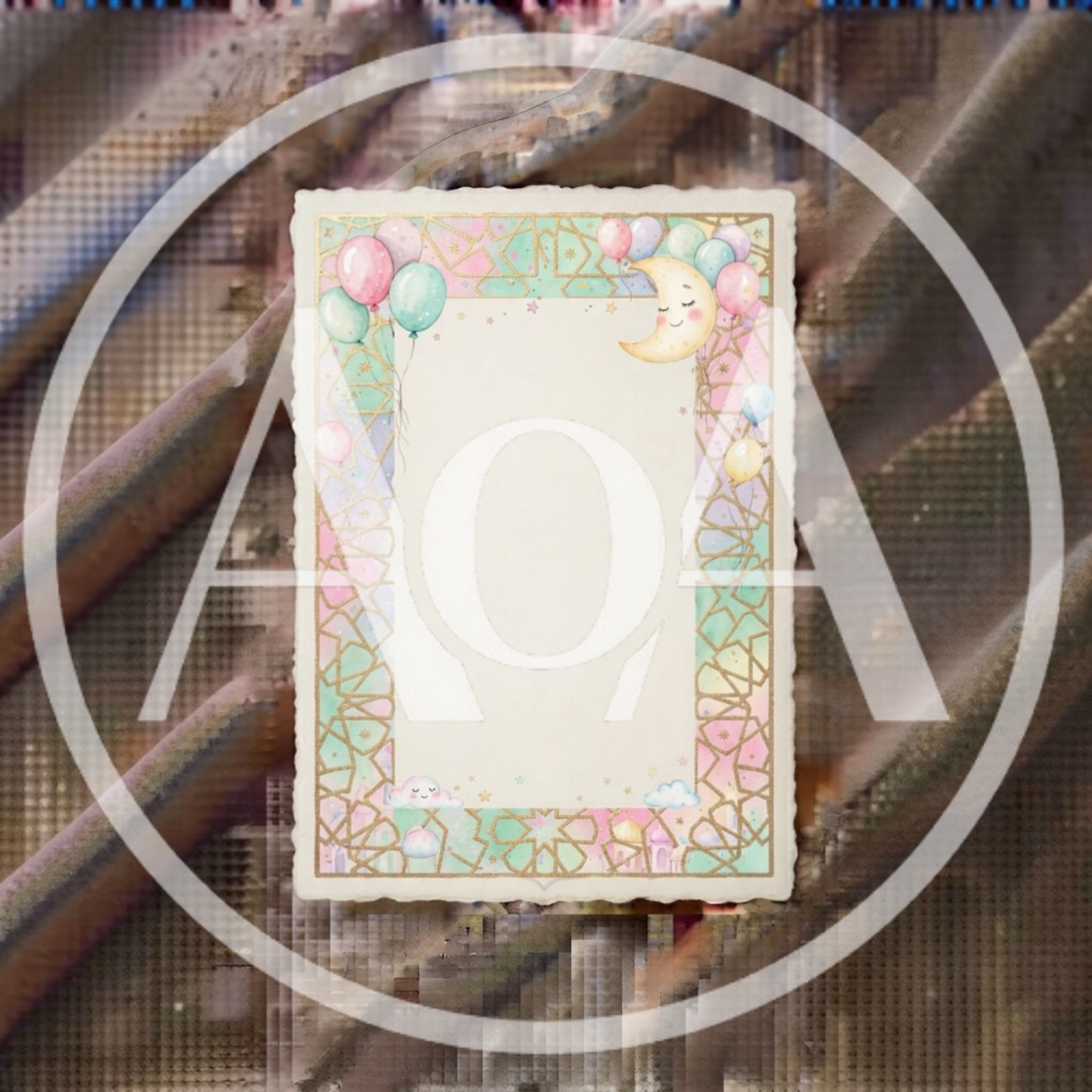 Pastel Moon And Balloon Decorative Border Frame