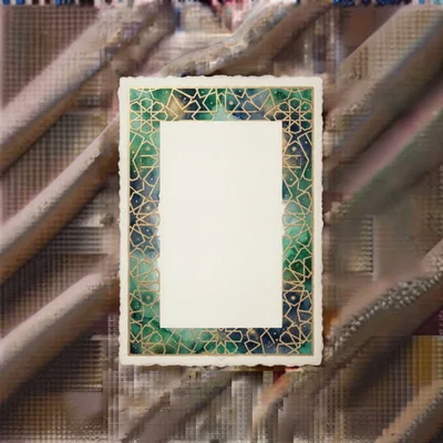 Decorative Rectangular Frame With Intricate Gold Geometric Pattern