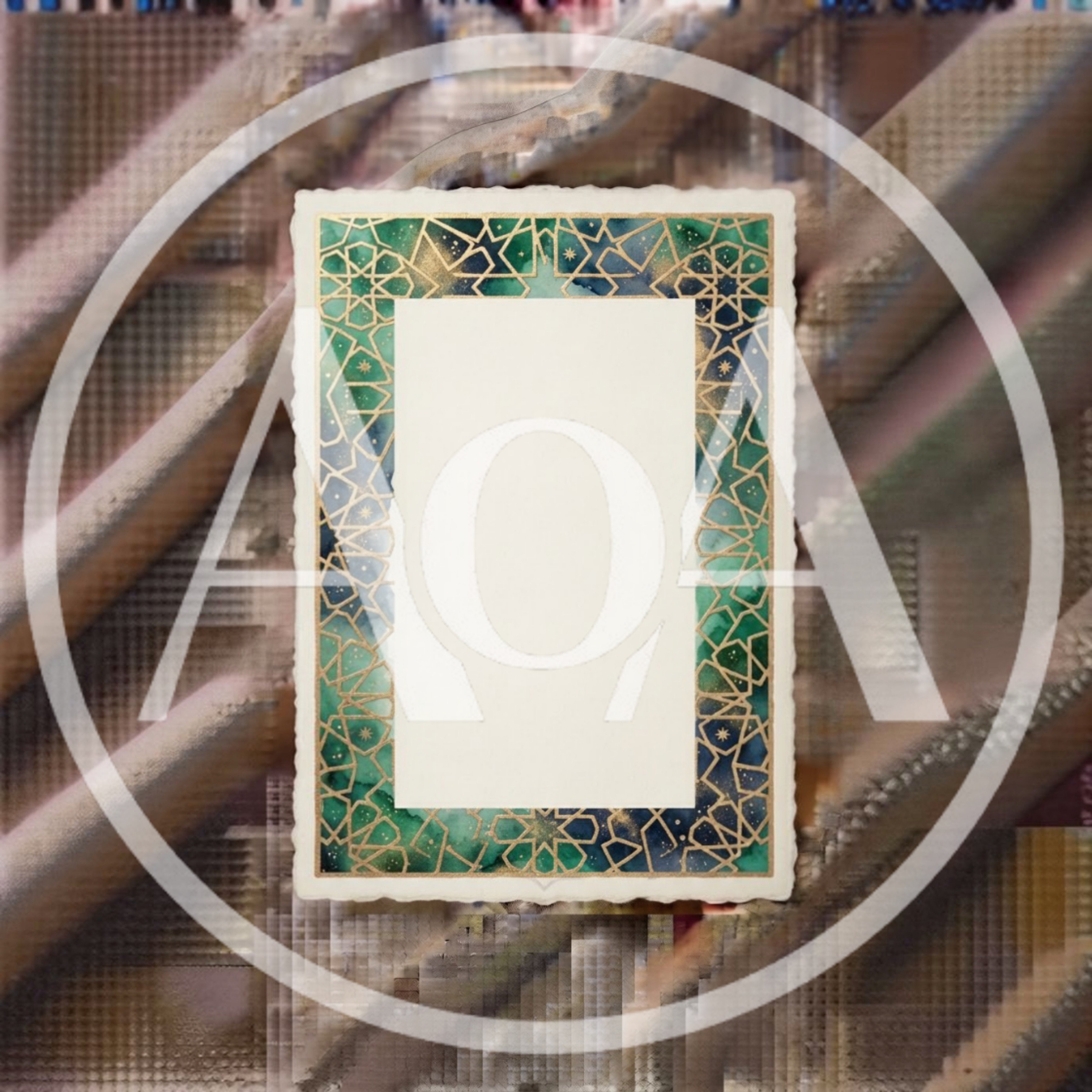 Decorative Rectangular Frame With Intricate Gold Geometric Pattern