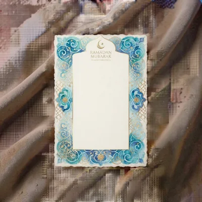Ramadan Mubarak Greeting Card With Watercolor Floral Border