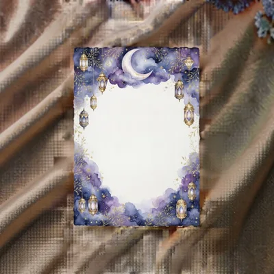 Watercolor Ramadan Greeting Card Template With Lanterns