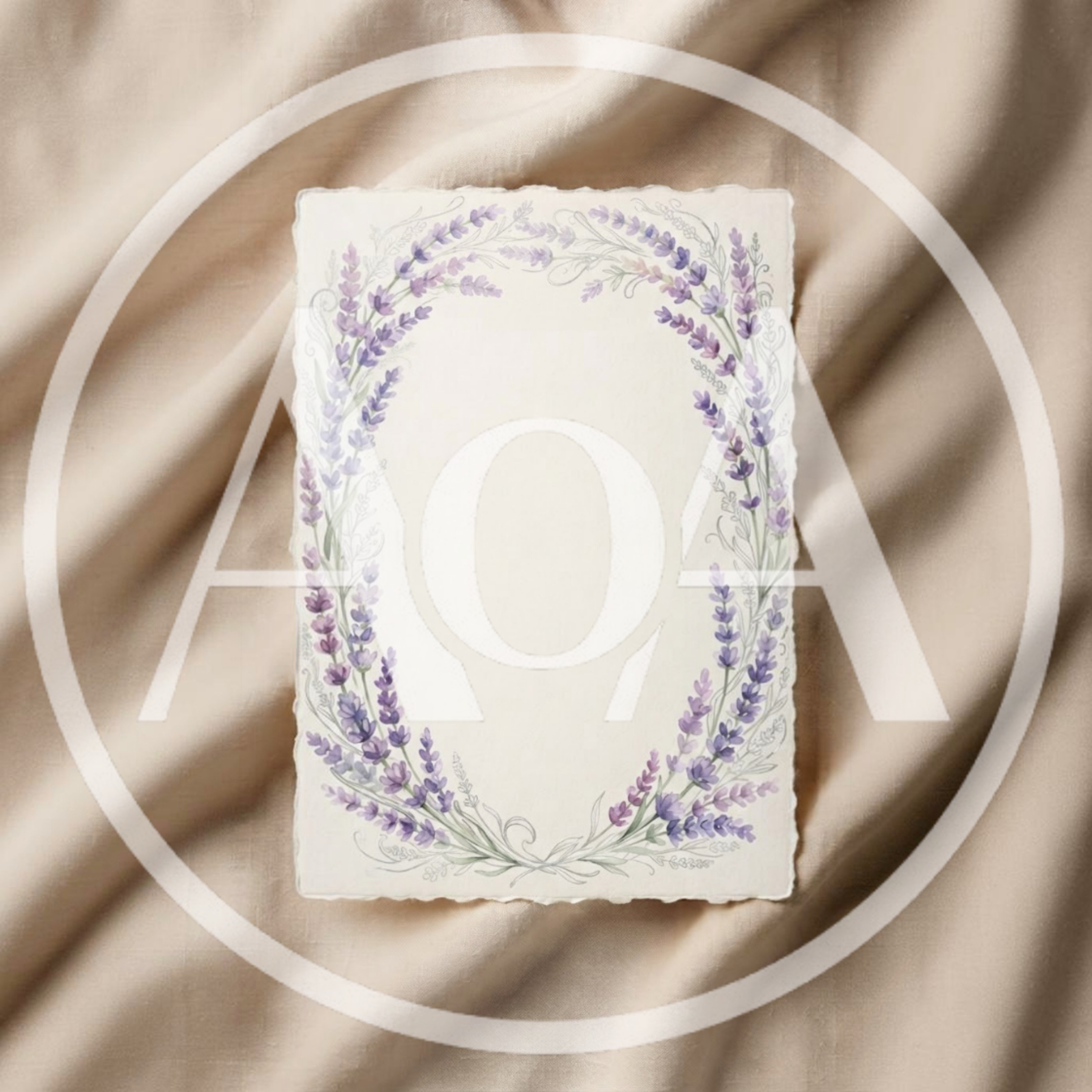 Watercolor Lavender Wreath Illustration On Textured Paper