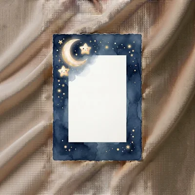 Watercolor Celestial Frame With Moon And Stars