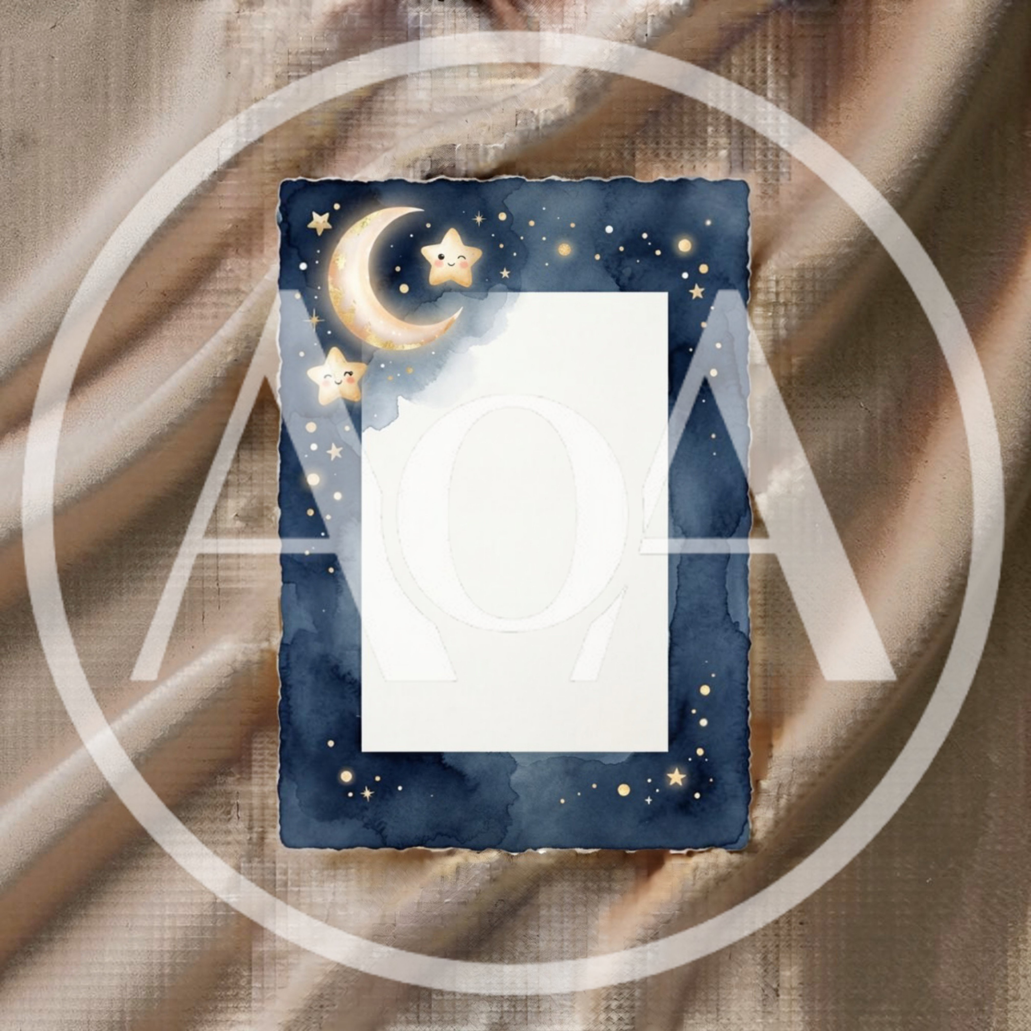 Watercolor Celestial Frame With Moon And Stars