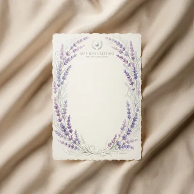 Elegant Lavender Wreath Birthday Greeting Card