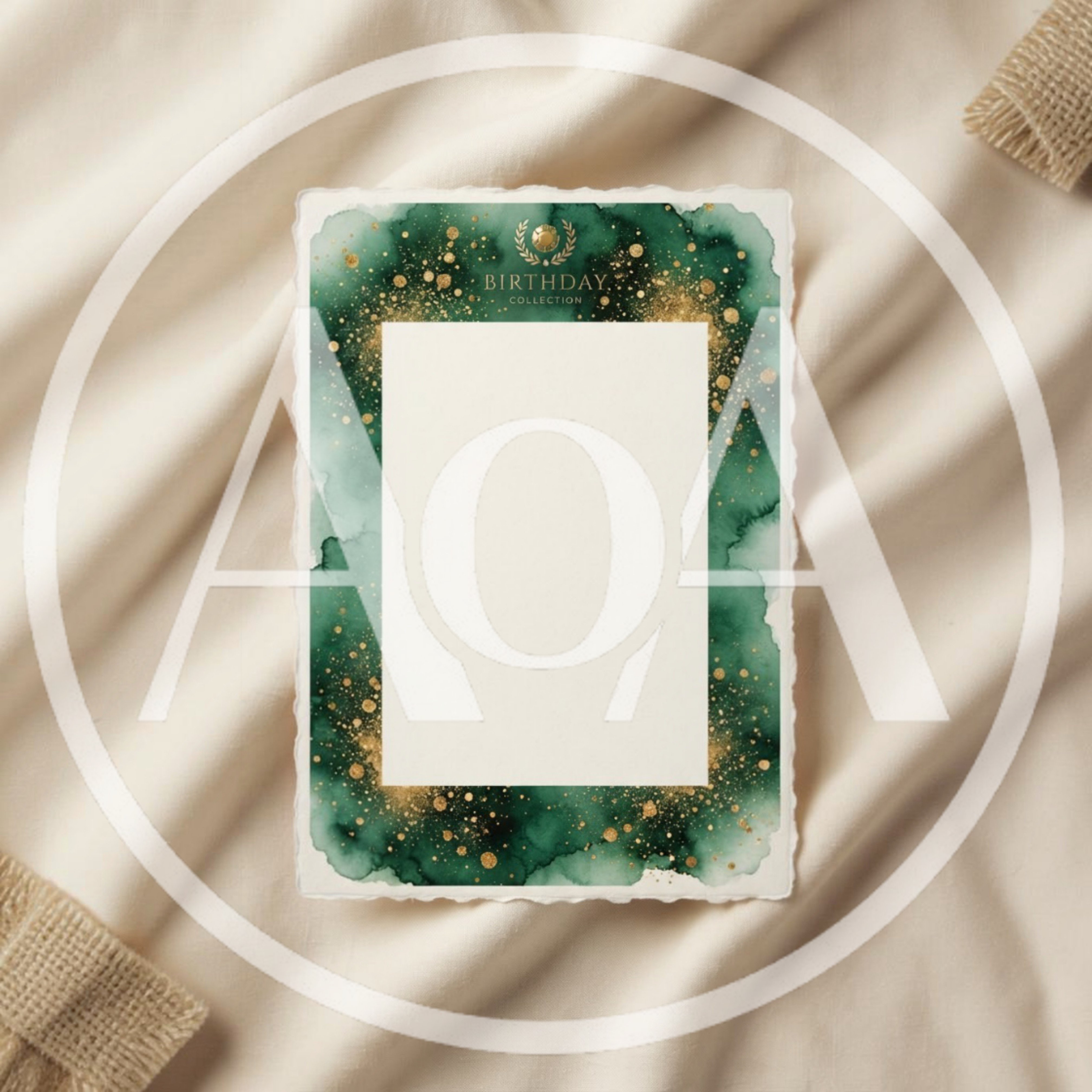 Elegant Emerald Green Watercolor Birthday Invitation Card Template