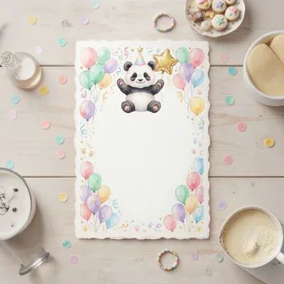 Cute Panda Birthday Invitation Card Template