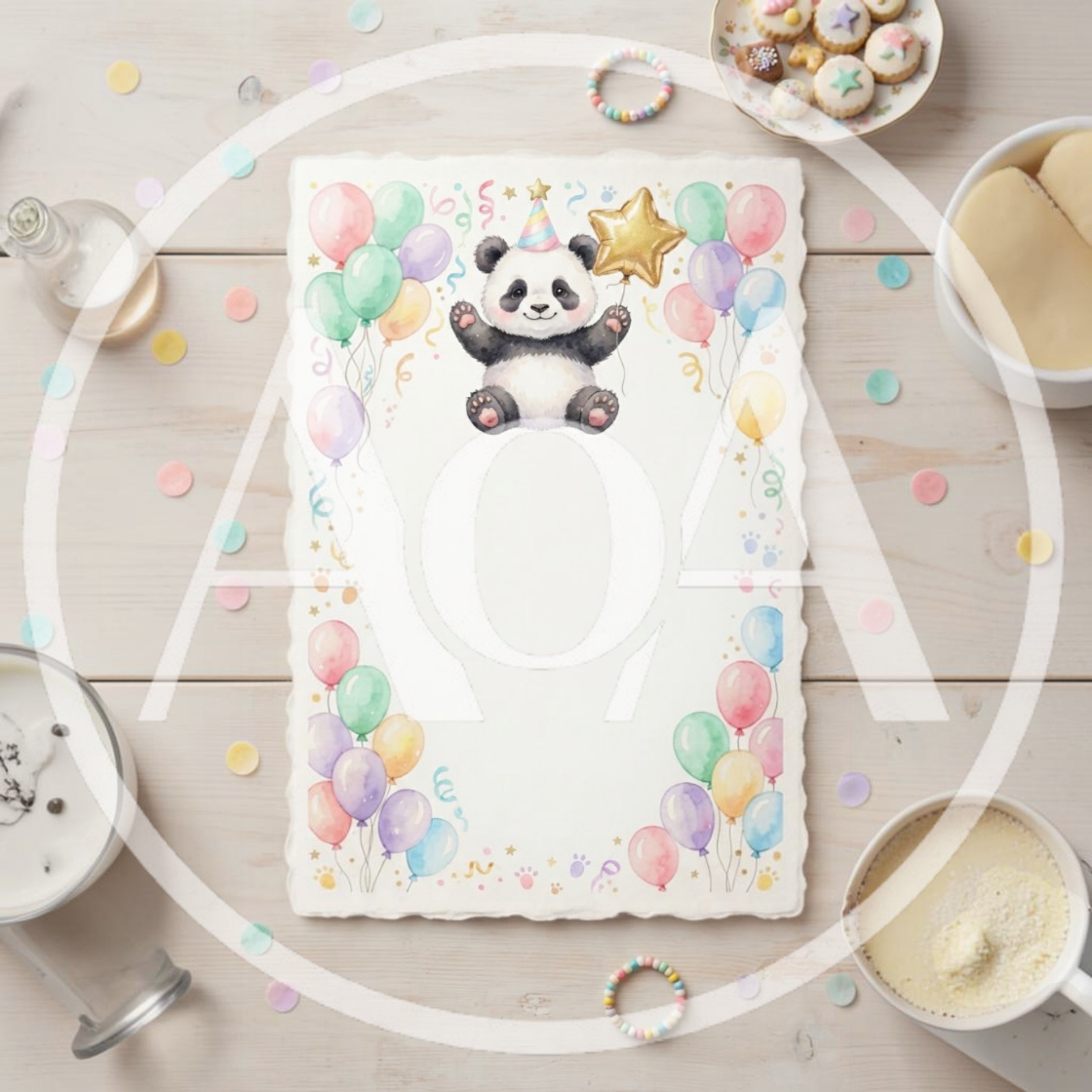 Cute Panda Birthday Invitation Card Template