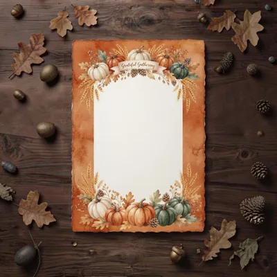 Autumnal Thanksgiving Invitation Card Template With Pumpkins