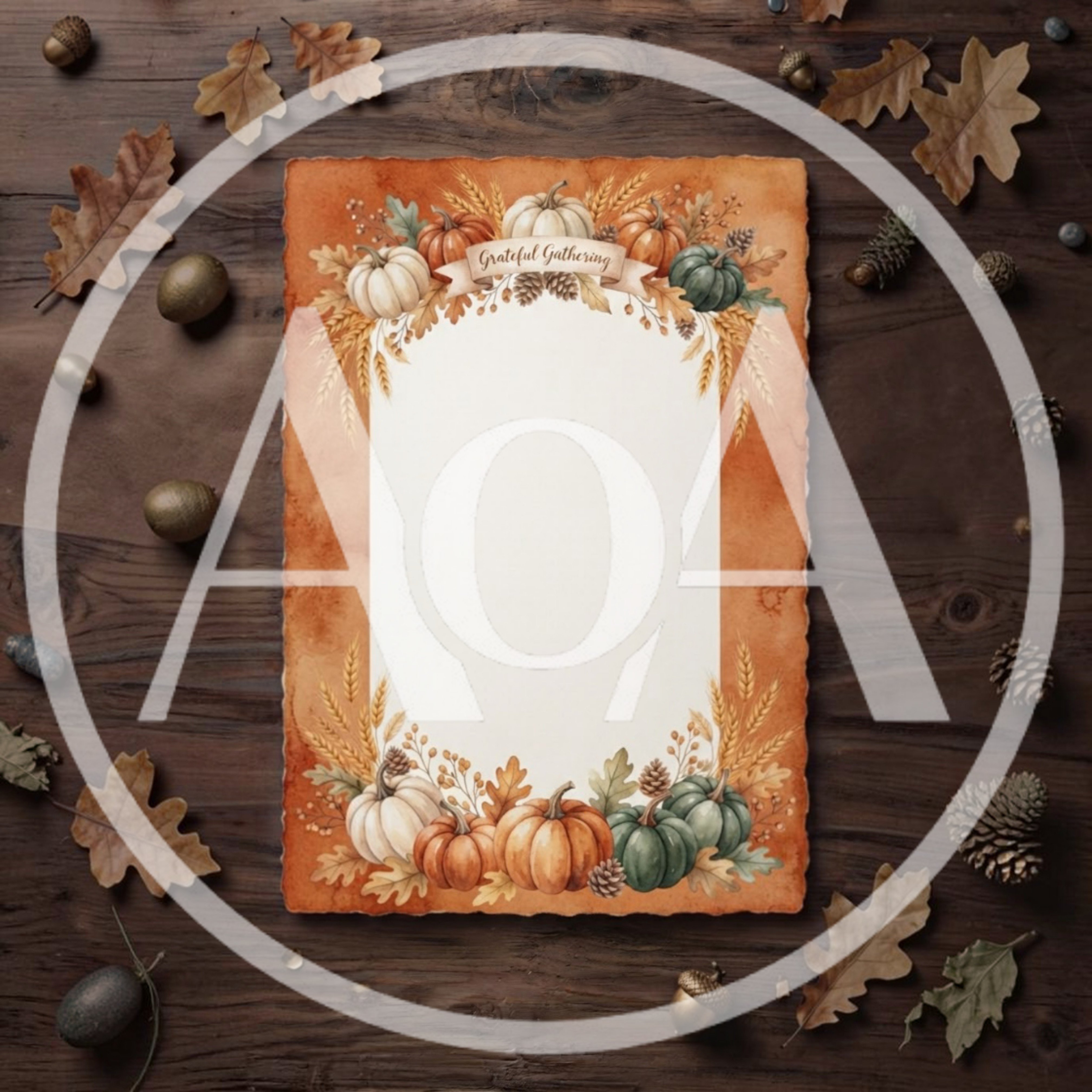 Autumnal Thanksgiving Invitation Card Template With Pumpkins