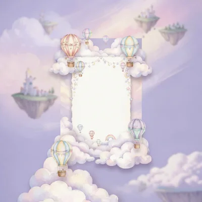 Whimsical Hot Air Balloon Frame With Floating Islands