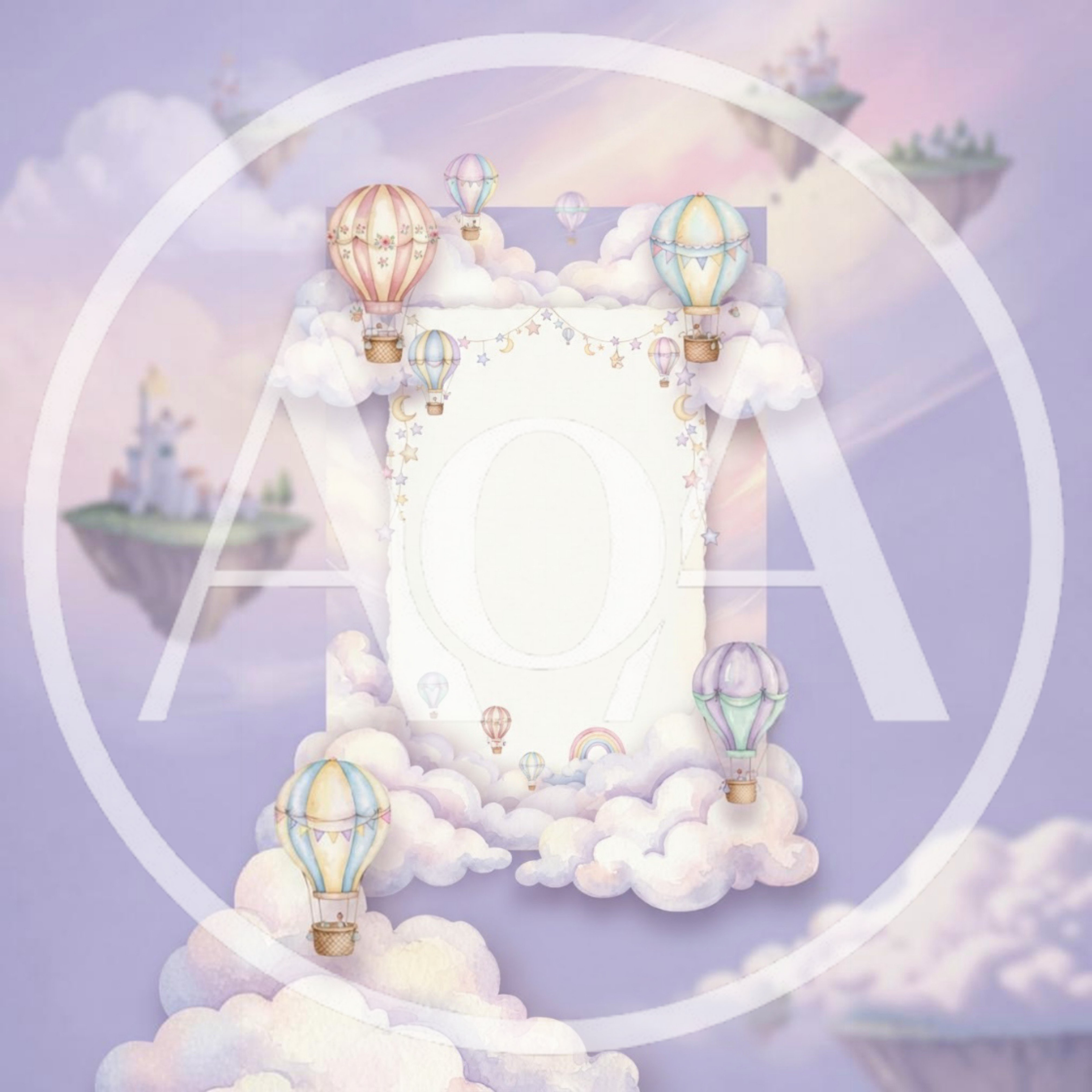 Whimsical Hot Air Balloon Frame With Floating Islands