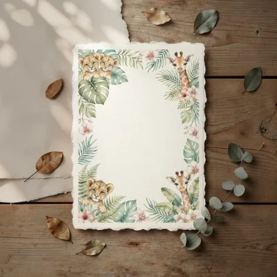 Watercolor Jungle Animal Invitation Card Template