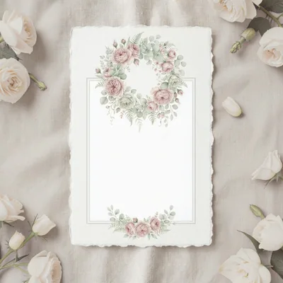 Floral Wedding Invitation Card Mockup With Roses
