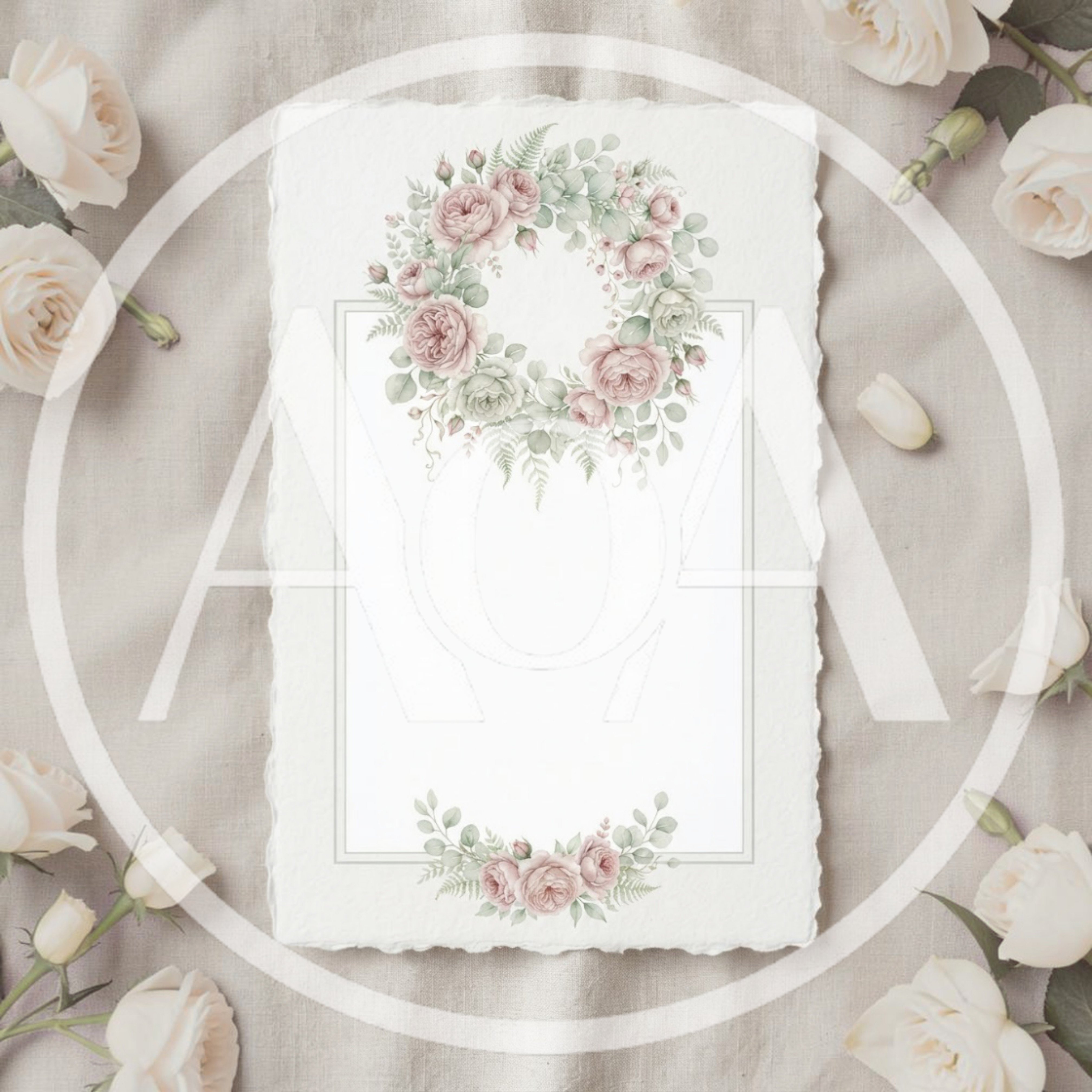 Floral Wedding Invitation Card Mockup With Roses