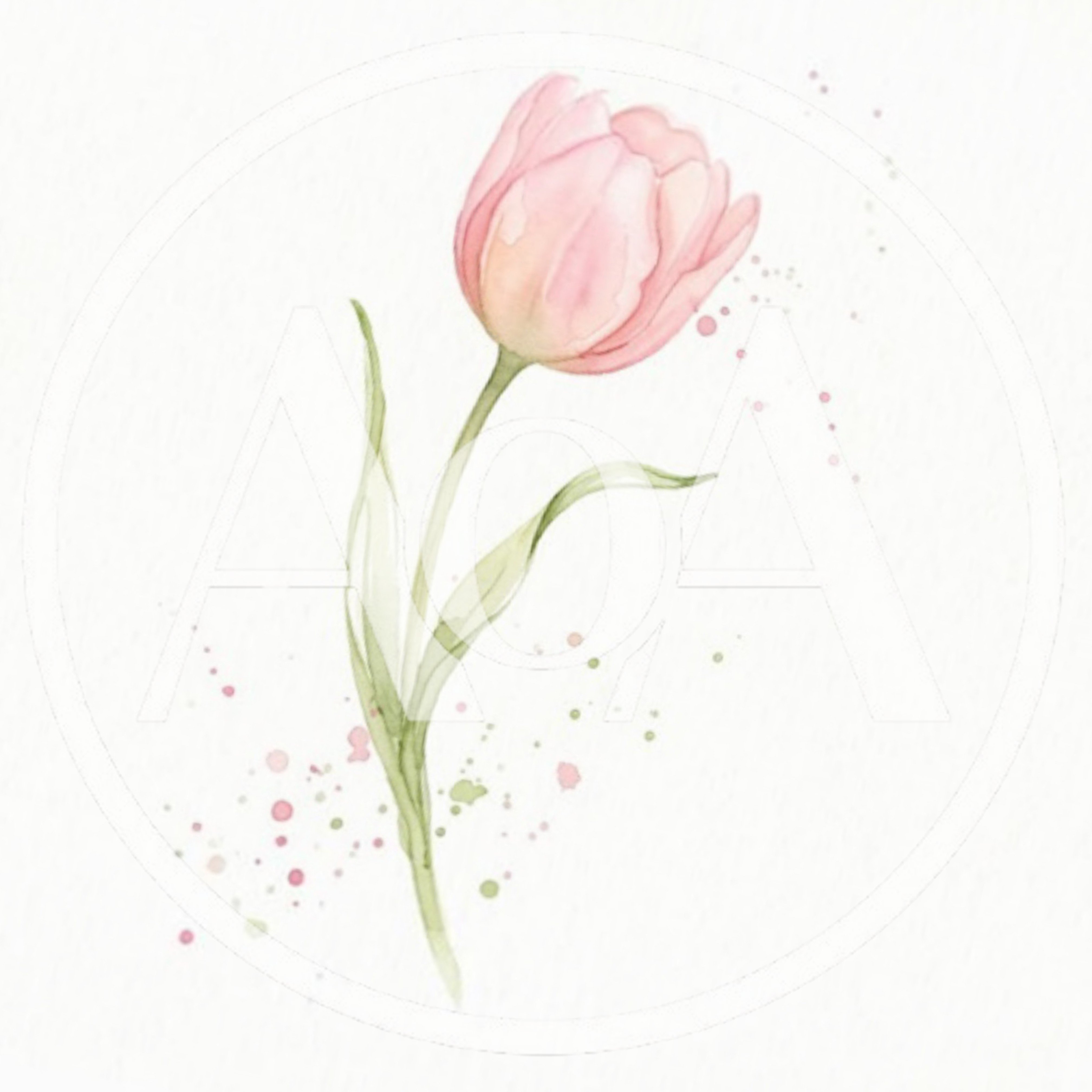 Watercolor Illustration Of A Single Pink Tulip