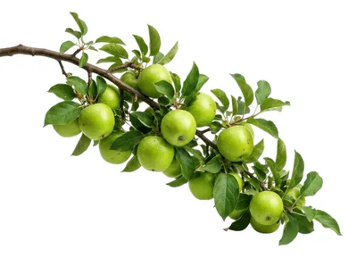 Green Apples Hanging On A Branch