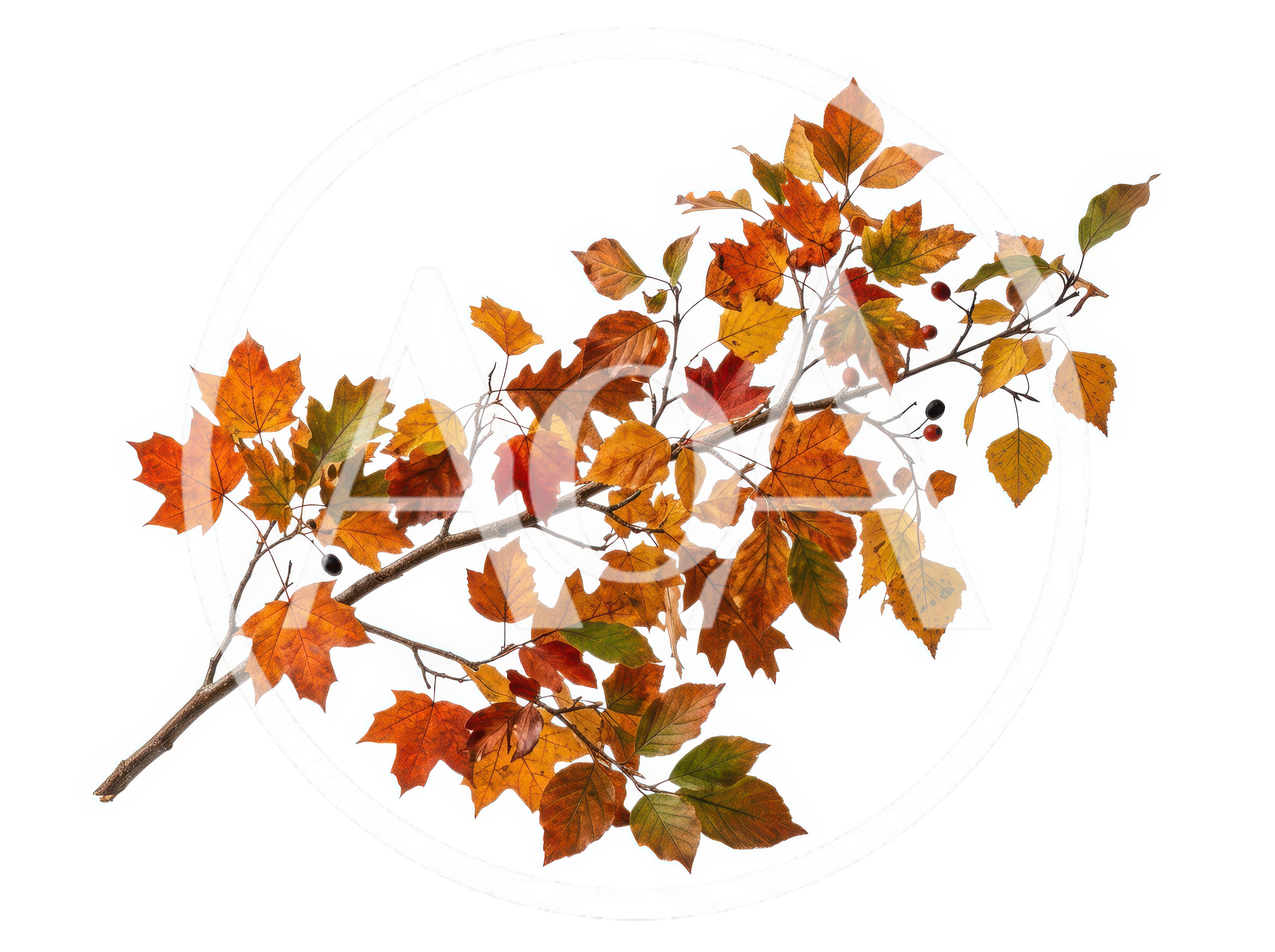 Autumn Maple Branch With Colorful Fall Leaves