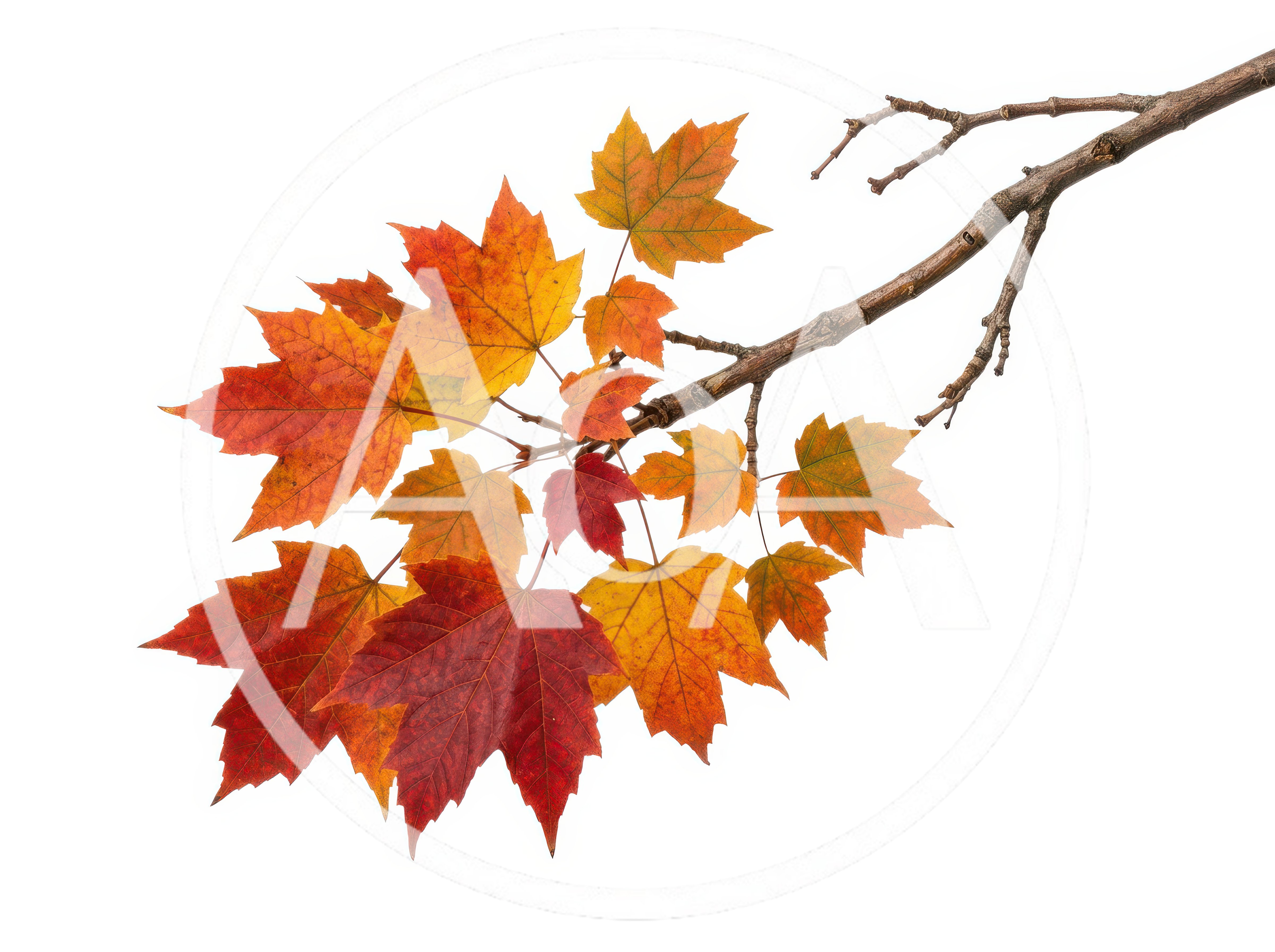 Autumn Maple Branch With Colorful Fall Leaves