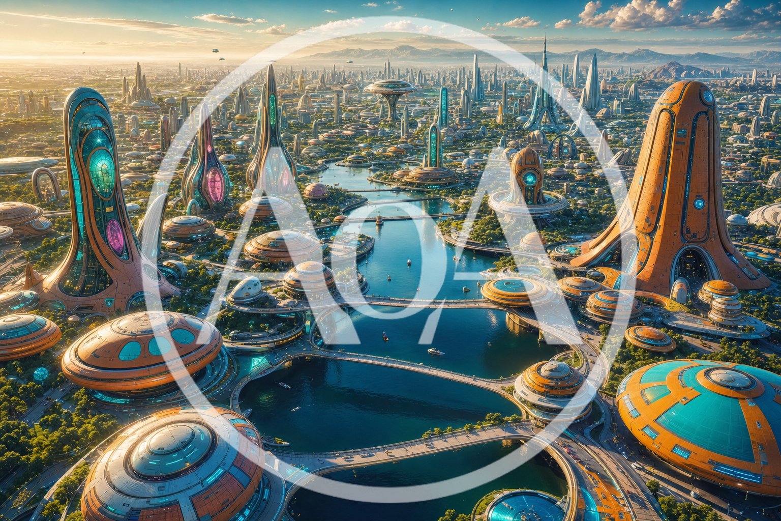 Alien world, a planet of a highly advanced ultra-futuristic extraterrestrial civilization
