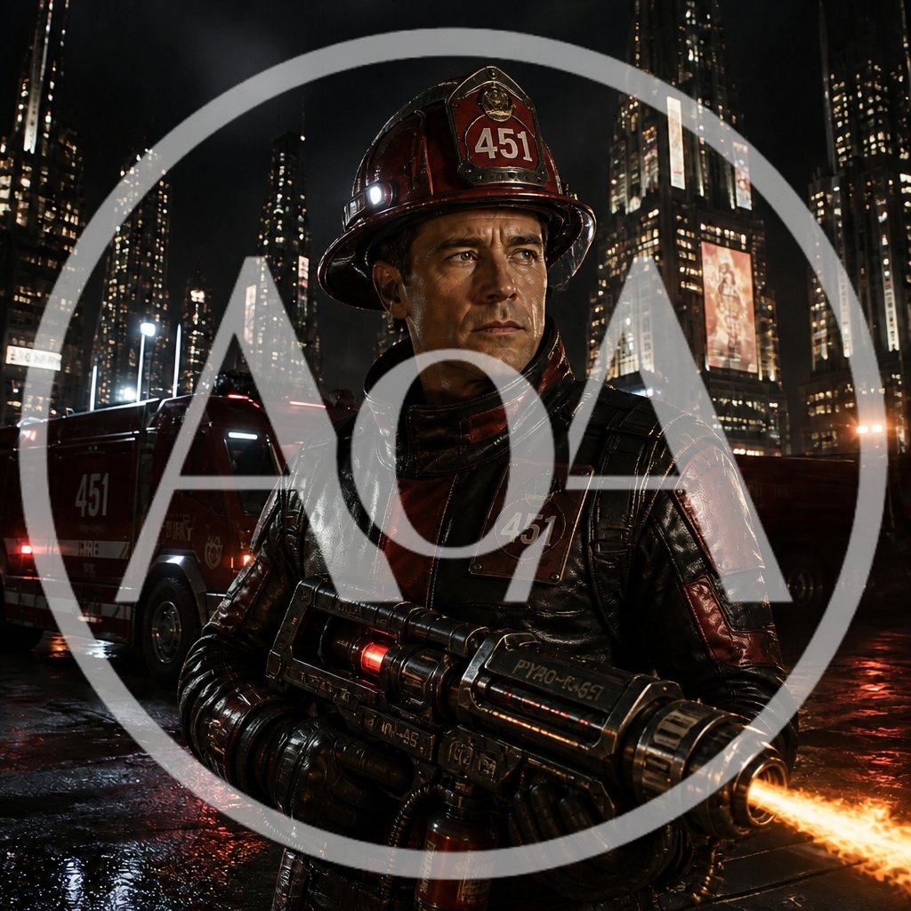 Guy Montag, a protagonist character of dystopian sci-fi story Fahrenheit 451 by Ray Bradbury